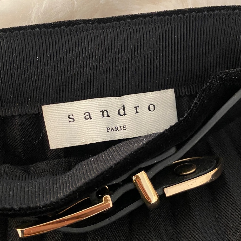 Sandro Black Pleated Skirt with Gold Accents
Velvet on the bottom 
Size 1. - Picture 5 of 7